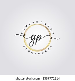 Initial GP handwriting logo template vector