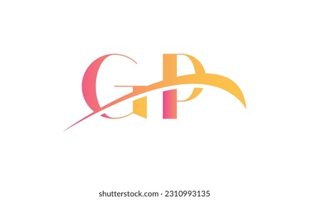Initial GP letter Logo With Swoosh Design Graphic Vector Template for Business and Company Identity.