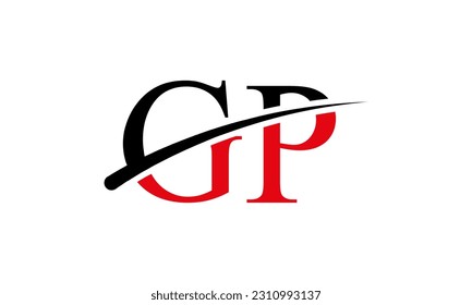 Logotipo inicial de letra GP con plantilla de vectores gráficos de diseño Swoosh para identidad de empresa y empresa.