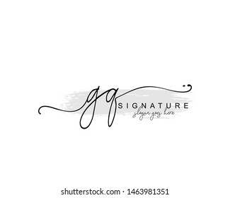 Initial GQ beauty monogram and elegant logo design, handwriting logo of initial signature, wedding, fashion, floral and botanical with creative template.