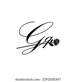 Initial GQ handwriting flower typography ornament modern