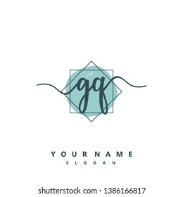 Initial GQ handwriting logo template vektor