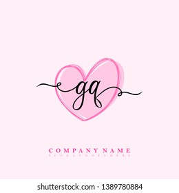 Initial GQ handwriting logo template vector