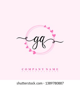 Initial GQ handwriting logo template vector