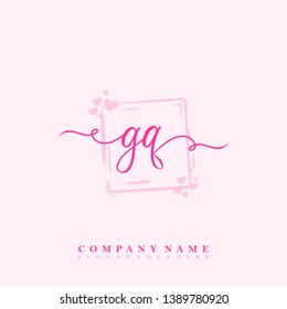 Initial GQ handwriting logo template vector