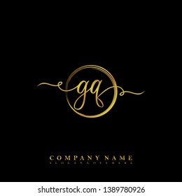Initial GQ handwriting logo template vector