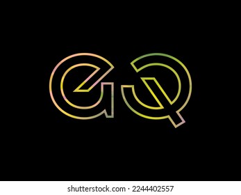 Initial GQ Letter Logo With Colorful Rainbow Texture Vector	
