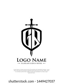 initial GQ letter with shield style logo template vector