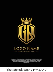 initial GQ letter with shield style logo template vector