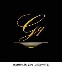 Initial GQ logo signature elegant gold element