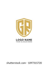 Initial GR abstract shield logo template vector