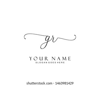 Initial GR beauty monogram and elegant logo design, handwriting logo of initial signature, wedding, fashion, floral and botanical with creative template.
