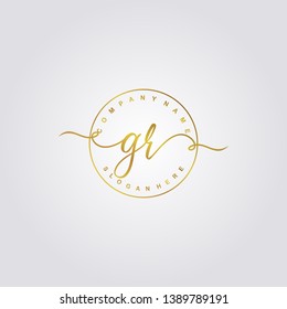 Initial GR handwriting logo template vector