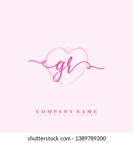 Initial GR handwriting logo template vector