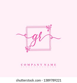 Initial GR handwriting logo template vector