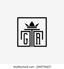Logotipo inicial de GR Law Firme y vector de la plantilla de diseño de iconos