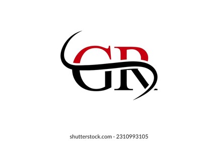 Initial GR letter Logo With Swoosh Design Graphic Vector Template for Business and Company Identity.