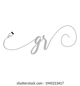 Logo inicial de GR para la escritura a mano ilustración comercial moda simple