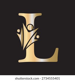 Logo de graduación inicial combinado con letra L Plantilla de Vector