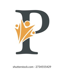 Logotipo de graduação inicial combinado com a letra P Modelo vetorial