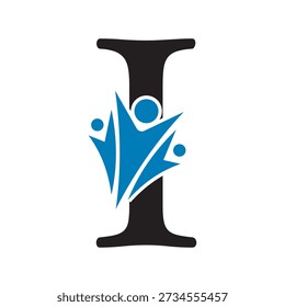 Logo de graduación inicial combinado con letra I Plantilla de Vector