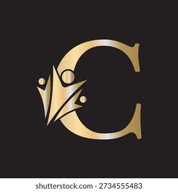 Logo de graduación inicial combinado con letra C Plantilla de Vector