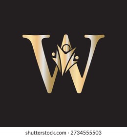 Logotipo de graduação inicial combinado com a letra W Modelo vetorial