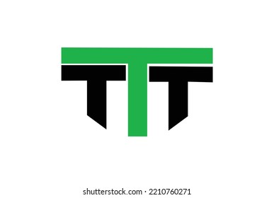 Initial green and black letter T TT TTT Logo Design with white Background Vector