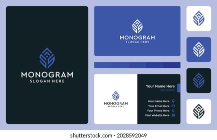 logotipo de monograma inicial y letra de crecimiento. iconos para negocios, finanzas, elegancia y lujo simple. Vectores premium.