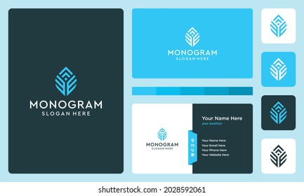 logotipo de monograma inicial y letra de crecimiento. iconos para negocios, finanzas, elegancia y lujo simple. Vectores premium.
