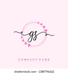 Initial GS handwriting logo template vector