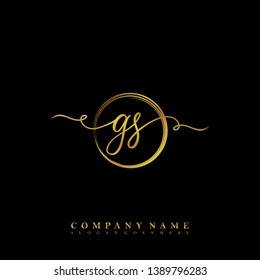 Initial GS handwriting logo template vector