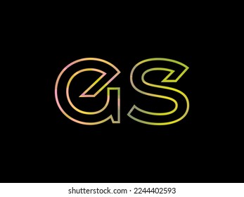 Initial GS Letter Logo With Colorful Rainbow Texture Vector	