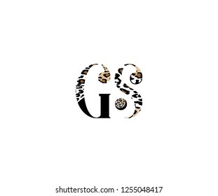 Initial GS Letter with Luxury Leopard Pattern Logotype