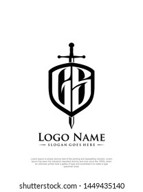 initial GS letter with shield style logo template vector