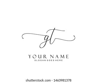 Initial GT beauty monogram and elegant logo design, handwriting logo of initial signature, wedding, fashion, floral and botanical with creative template.