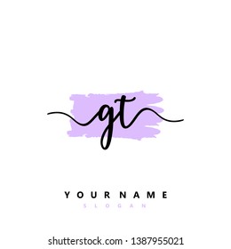 Initial GT handwriting logo template vektor