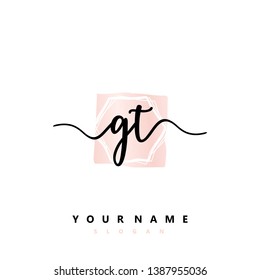 Initial GT handwriting logo template vektor