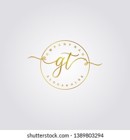 Initial GT handwriting logo template vector