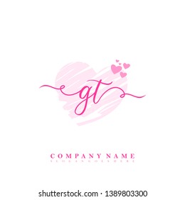 Initial GT handwriting logo template vector