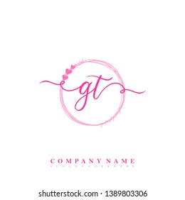 Initial GT handwriting logo template vector