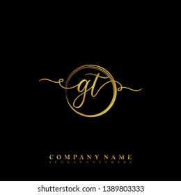 Initial GT handwriting logo template vector