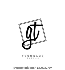 Initial GT handwriting logo vector