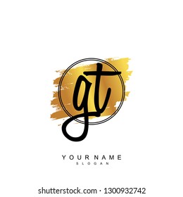 Initial GT handwriting logo vector