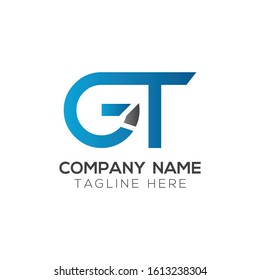 Initial GT Letter Linked Logo. GT letter Type Logo Design vector Template