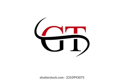 Initial GT letter Logo With Swoosh Design Graphic Vector Template for Business and Company Identity.