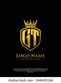 initial GT letter with shield style logo template vector