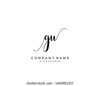 Initial GU beauty monogram and elegant logo design, handwriting logo of initial signature, wedding, fashion, floral and botanical with creative template.