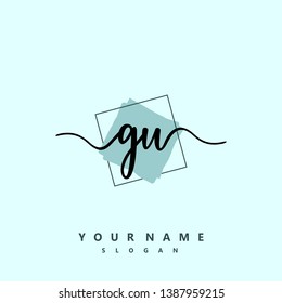 Initial GU handwriting logo templaate vektor