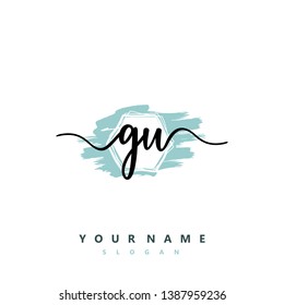 Initial GU handwriting logo templaate vektor